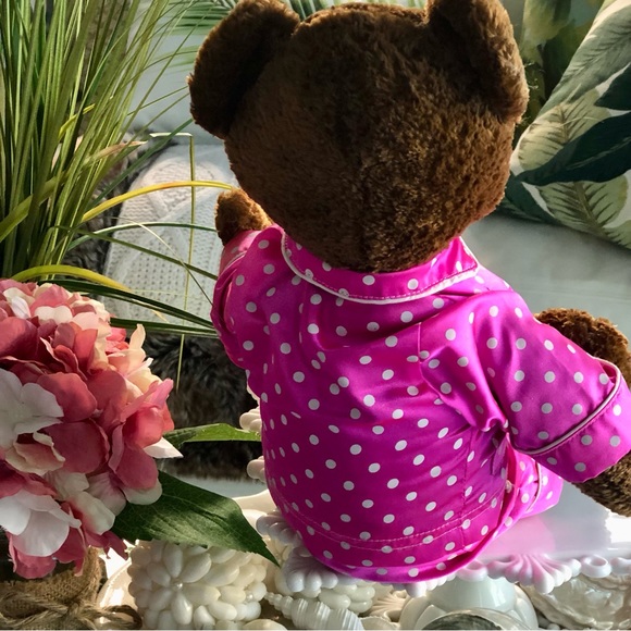 Build-A-Bear Pink Satin Polka Dot Pajamas - Picture 4 of 6